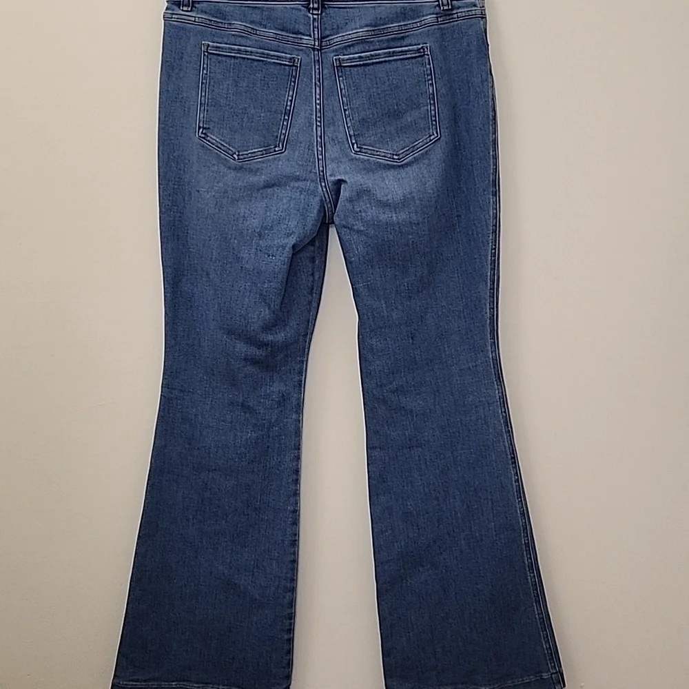SPANX JEANS High-Rise Flare Authentic Blue Meduim Blue Strechable Pants Size XL - Picture 11 of 16
